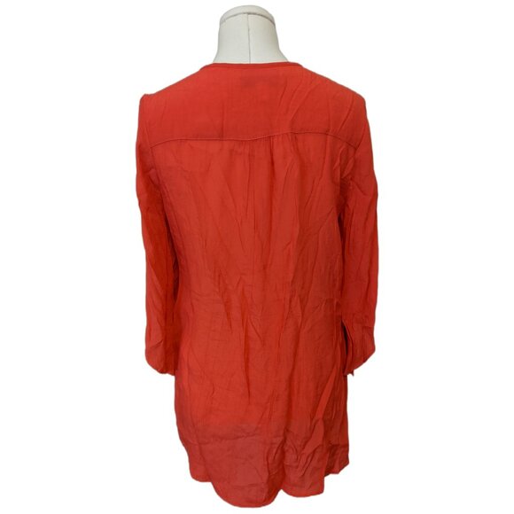 Womens Cristina B. Red V-Neck Top Linen-like Texture Long Sleeve Lagenlook M - Picture 8 of 11